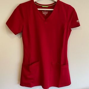 HH Works Healing Hands Red scrub top